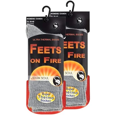 Abbildung von STARK SOUL FEETS on FIRE 2 Paar Damen Ultra Thermo Socken, Warme Winter Hellgrau