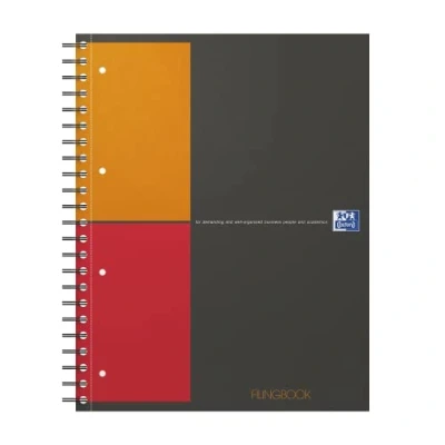 Abbildung von Oxford Filingbook International A4, kariert, 200 Seiten, Seitenränder in vier Farben, 3 versetzbare Register