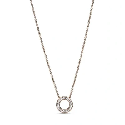 Abbildung von PANDORA Funkelndes Crown O Schlangen Gliederarmband in Roségold mit 14 Karat rosévergoldete Metalllegierung und Cubic Zirkonia Steinen Signature Collection, 21cm