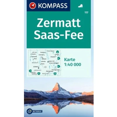 Abbildung von KOMPASS Wanderkarte 117 Zermatt, Saas Fee 1:40.000: markierte Wanderwege, Hütten
