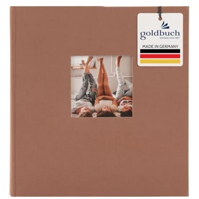 Abbildung von goldbuch 27 619 Fotoalbum mit Bildausschnitt, Bella Vista Haselnuss, Erinnerungsalbum im Format 30 x 31 cm, Foto Album 60 weiße Seiten Pergamin Trennblättern, Fotobuch aus Leinen, Einband Braun