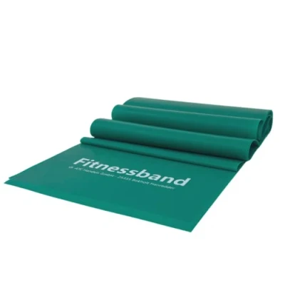 Abbildung von ATC Handels GmbH Fitnessband 1,5m, 2,5m, 5,5m und 25m x 15,5cm in 6 verschiedenen Stärken Widerstandsband, Gymnastikband, Trainingsband, Sportband, Krafttraining Yoga, 2,5m mittel grün