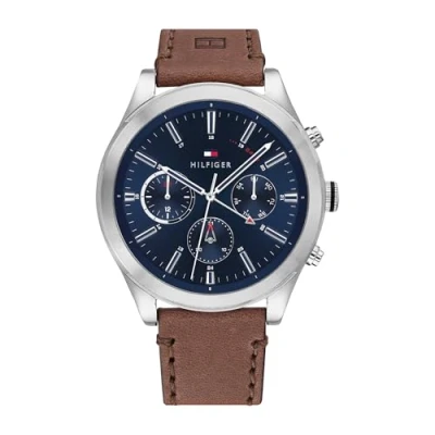 Abbildung von Tommy Hilfiger Multi Zifferblatt Quarz Uhr für Herren mit Braunes Lederarmband 1791741