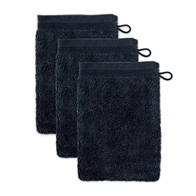 Abbildung von möve Superwuschel Waschhandschuh 15 x 20 cm aus 100% Baumwolle, dark grey 3er Set