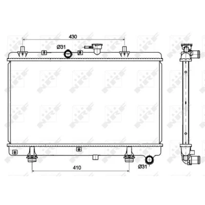 Abbildung von NRF 53121 Kühler, Motorkühlung Aluminium 647 350 26 Kühlrippen gelötet