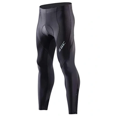 Abbildung von Herren Lange Radlerhose Fahrradhose Radhose Radsportshorts für Männer Elastische Atmungsaktive 4D Schwamm Sitzpolster mit Einer Hohen Dichte (Black, XL)