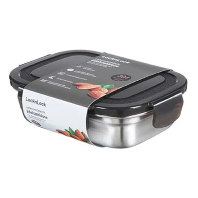 Abbildung von LocknLock Edelstahl Vorratsdose mit Deckel, 320 ml 155 x 120 45 mm, BPA Frei, Spülmaschinengeeignet, Gefriertruhengeeignet bis 20C, Aufbewahrungsbox Deckel