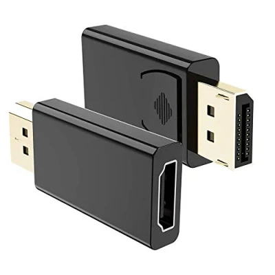 Abbildung von VMOJO DisplayPort Stecker auf HDMI Buchse Adapter DP Konverter vergoldet kompatibel mit Computer/Desktop/Labtop/PC/Monitor/HDTV Schwarz
