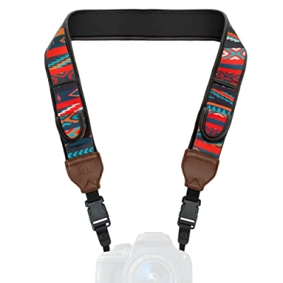Abbildung von USA Gear TrueSHOT Nackengurt Neopren Kameragurte Gepolsterter Kameragurt, Taschen und Schnellverschlüsse Kompatibel mit Nikon, Sony anderen DSLR spiegellosen Kameras (Südwesten)