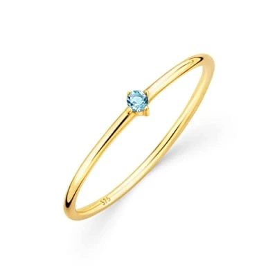 Abbildung von OROVI Damen Goldschmuck, Verlobungsring mit Topas, Gold Ring Solitaire blauer Edelstein Geburtsstein, 9 Karat (375) Gelbgold
