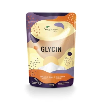 Abbildung von Glycin Pulver 1000 g 330 Portionen Deutsche Produktion von Vegavero® Laborgeprüft 100% reine Aminosäure L in Premium Qualität mit Messlöffel Ohne Zusätze Vegan