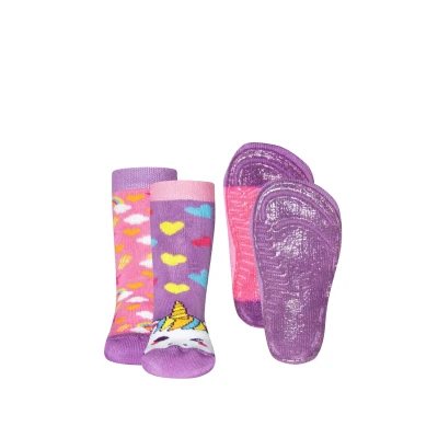 Abbildung von EWERS 2er Pack Einhorn Stoppersocken SoftStep, Socken mit Antirutschsohle für Mädchen, Anti Rutsch Gummisohle, 2 Paar rutschfeste Kindersocken, Größe 18 19