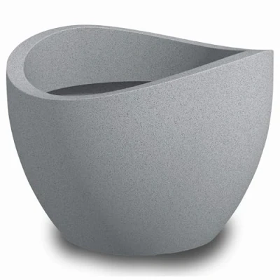 Abbildung von Scheurich Wave Globe 40, Pflanzgefäß/Blumentopf/Pflanzkübel, rund, Farbe: Stony Grey, hergestellt mit recyceltem Kunststoff, 10 Jahre Garantie, für den Außenbereich