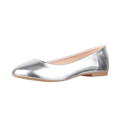 Abbildung von Elara Damen Ballerina Bequeme Slip Ons Flach Chunkyrayan P Silver 3039 41