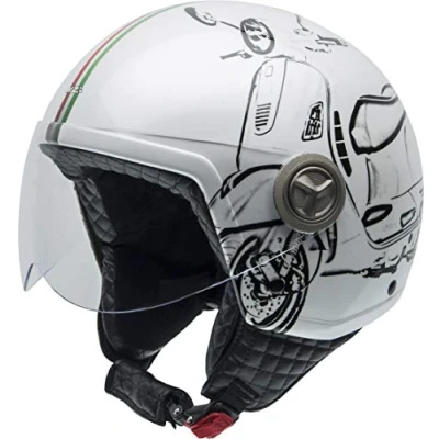 Abbildung von NZI Zeta Grafik Offenes Gesicht Motorradhelm, Glanz W Vespa Turia, Größe XS