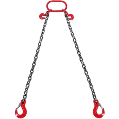 Abbildung von VEVOR 2 Strang Kettengehänge, 1,8 m Krankette mit Haken, G80 Forstkette, 2993 kg Anschlagketten für Motorzüge, Motorhebekette Ø 8 mm Chokerkette Gabelkopfhaken, Hohe Festigkeit Krangehänge