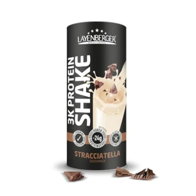 Abbildung von Layenberger 3K Protein Shake 80 % Eiweiß und nur 3,5 Kohlenhydrate bei 8,6 g Zucker, (1x 360 g) Stracciatella