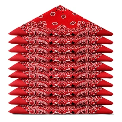 Abbildung von ...KARL LOVEN BANDANA 5 Stück Rot Paisley Mandala Muster 100% Baumwolle TÜV geprüft Dicker Stoff 20 Exklusivfarben