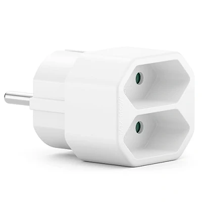 Abbildung von deleyCON Mehrfachstecker Mehrfachsteckdose Indoor Eurokabel Stromkabel Steckdosenadapter Stromadapter Euro Adapter Stecker Multi Steckdose 2x Buchse 2,5A Innenbereich max. 1100W Weiß