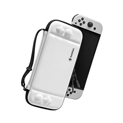 Abbildung von tomtoc Slim Tasche Case für Nintendo Switch / OLED Modell, Ultra dünn, Schlank, Leicht Hartschalen, Rundumschutz Tragetasche Konsole und 10 Spiele, Eva Hard Schutzhülle