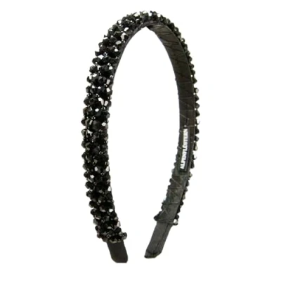 Abbildung von Alpenflüstern Trachten Haarreif Glitzerperlen schmal Damen Haarschmuck, Haarband rutschfest fürs Dirndl (schwarz) ADV150