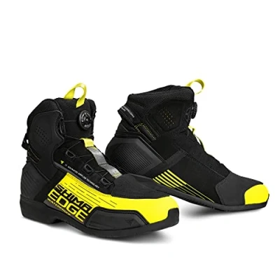 Abbildung von SHIMA EDGE WP, Wasserdichte Motorradschuhe für Männer Verstärkte Straßenreitschuhe mit ATOP Verschlusssystem, Knöchelstütze, Rutschfeste Sohle, Schaltgriff (Fluo, 46)