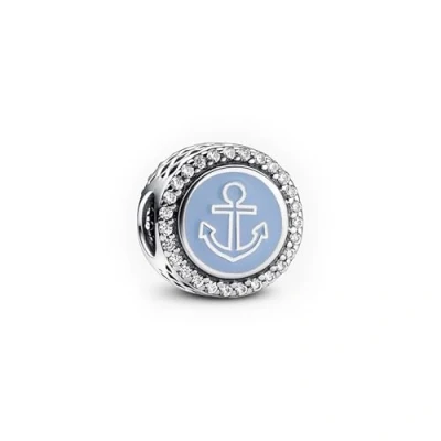 Abbildung von PANDORA Moments Charm Home &amp; Anchor aus Sterling Silber mit Zirkonia, Kompatibel Armbändern, 792016CZ_E038