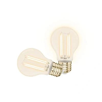 Abbildung von Trust WiFi E27 Smart Lampe, Vintage LED Birne, Leuchtmittel für Alexa und Google Home, Warme bis Kühle Glühbirne, Kein Hub, 2.4GHz Glühbirne RGB, Warmweiss, Weiß 2er Pack