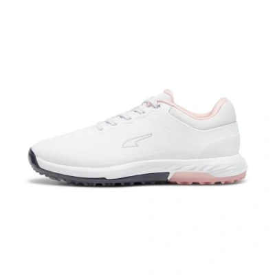 Abbildung von Puma Alphacat Nitro Golfschuh, Damen, Größe: 38.5, White deep navy peach smoothie Schuhe