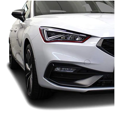 Abbildung von Devil Eye® Scheinwerferfolie rot Zierstreifen Dekor Dekorleiste Folie Flexibel für Scheinwerfer Kfz Auto Zubehör Selbstklebend KX004 (Kompatibel mit Seat/Cupra Leon ab 2020)