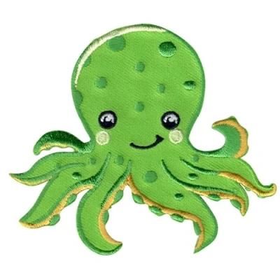 Abbildung von PatchMommy Krake Oktopus Patch Aufnäher Applikation zum Aufbügeln Bügelbild für Kleidung Jeans Jacken Kinder Baby