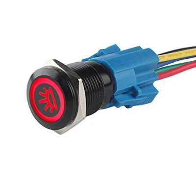 Abbildung von ETOPARS Schwarze Schale 19mm KFZ Kippschalter Wippschalter Druckschalter Schalter Drucktaster 12V Rot Licht Metall Innere Steckdose Stecker