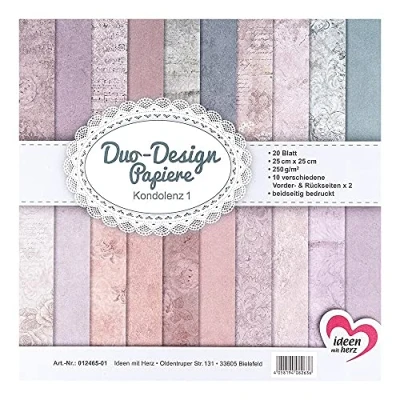 Abbildung von Ideen mit Herz Duo Design Papiere Block 20 Blatt Bastelpapier 25 x cm 250g/m² beidseitig bedruckt Designpapier, Motivpapier ideal für Scrapbooking, Basteln (Kondolenz 01)
