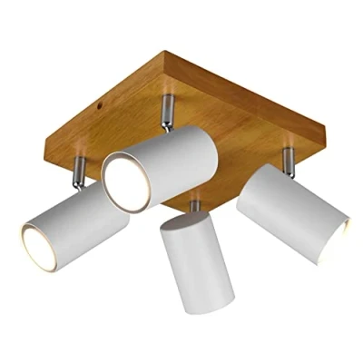 Abbildung von Trio Leuchten Deckenleuchte Marley 812400431, Metall Weiß matt, Holz, exklusiv 4x GU10