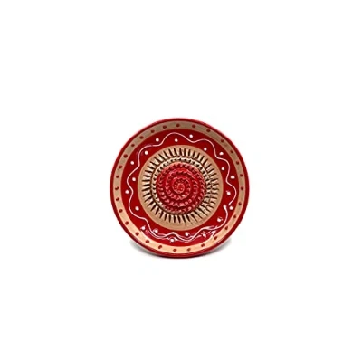 Abbildung von Kaladia Keramik Reibeteller/Keramikhobel ideal für Ingwer, Parmesan etc. Motiv: Rot/Hellbraun Durchmesser: 12 cm handgemacht &amp; handbemalt Made in Spain