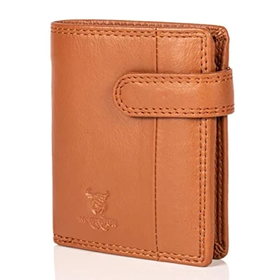 Abbildung von MATADOR Leder Herren Geldbörse Klein TÜV geprüfter RFID &amp; NFC Schutz Portemonnaie Slim Wallet Brieftasche Hell Braun