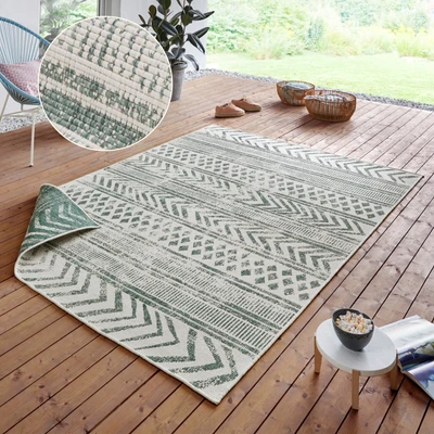Abbildung von NORTHRUGS Teppich »BIRI Wendeteppich«, rechteckig, 5 mm Höhe, In &amp; Outdoor, Wetterfest, Balkon, Läufer, Wohnzimmer, Wasserfest, Boho