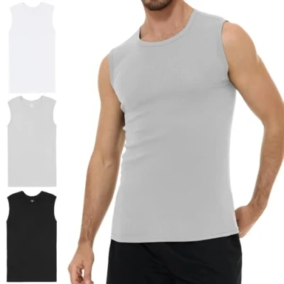 Abbildung von YouShow Tank Top Herren Unterhemd Männer 3er Pack 100% Baumwolle Schwarz Weiß Grau Gym L