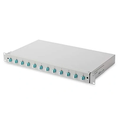 Abbildung von DIGITUS LWL Spleißbox 12 Kupplungen LC OM3 1HE 19 Zoll Multi Mode Duplex Mit Spleiß Kassette Rack Einbau