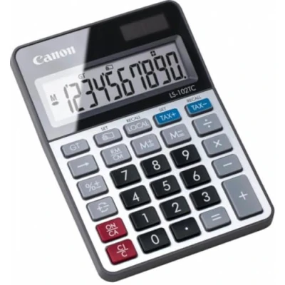 Abbildung von Canon LS102TC anzeigender Kleinrechner, 10 stellig, schwarz/silber