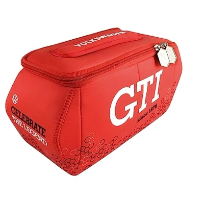 Abbildung von BRISA VW Collection Volkswagen Neopren Universal Kosmetik Kultur Reise Apotheke Tasche im Golf GTI Design (Hexagon/Rot/Groß)