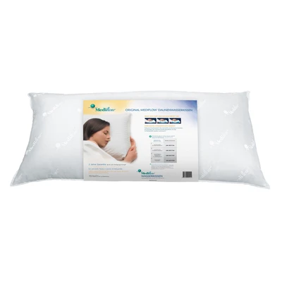 Abbildung von Mediflow 5011 Premium Daunenkissen mit Wasserkern, Made in Germany, Nomite, Allergiker geeignet, Oeko Tex, Stufenlos Höhe und Stützwirkung anpassbar, Separat waschbares Dauneninnenkissen, Größe 40x80 cm
