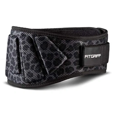 Abbildung von FITGRIFF® Gewichthebergürtel V1 Fitness Gürtel für Bodybuilding, Krafttraining, Gewichtheben und Crossfit Training Trainingsgürtel Damen Herren (Leopard, X Small)
