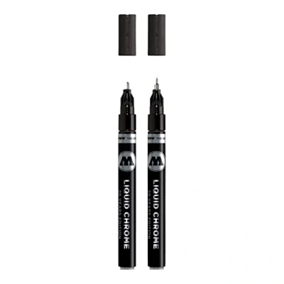 Abbildung von Molotow Liquid Chrome Marker 2er Set (Strichbreiten 1,0 und 2,0 mm, Metallic Stift mit Spezialtinte echtem Spiegeleffekt für Modellbau, Graffiti &amp; Hobby) chrom