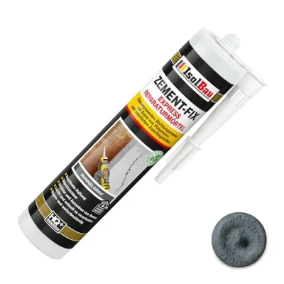 Abbildung von Isolbau Zement Fix 1 x 300 ml Dunkelgrau Express Reperaturmörtel Dichtungsmasse für Fugen &amp; Risse im Innen Außenbereich, Kartusche