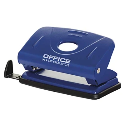 Abbildung von OFFICER PRODUCTS 18052111 01 Locher/bis 12 Blätter/Mechanismus und Gehäuse aus Metall/Kunststoffarm (ABS)/ Farbe: Blau/Rutschfeste Kunstsoffkappe für den Boden