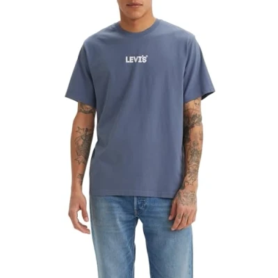 Abbildung von Levi&#039;s Herren Ss Relaxed Fit Tee T Shirt, Wave AOP HL Logo Vintage Indigo X, M