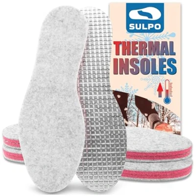 Abbildung von SULPO 3 Paare Winter Einlegesohlen Herren und Damen Weiche 6 mm Filz Warme Einlagen Schuhe Thermische Schuheinlagen für kaltes Wetter 35 46 EU