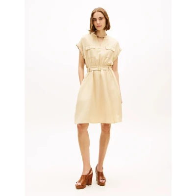 Abbildung von Tommy Hilfiger Belted Relaxed MINI Shirt Dress Freizeitkleid, Damen, Größe: Small, Harvest wheat