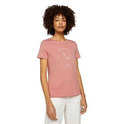 Abbildung von TOM TAILOR Damen Basic T Shirt mit Print 1032050, 17285 Blush Rose, L